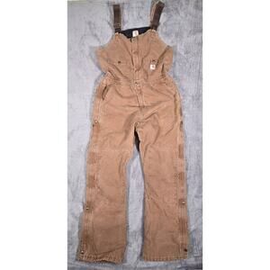 Carhartt Womens Brown Insulated WR027 Double Knee Bib Carpenter Overalls 16x34